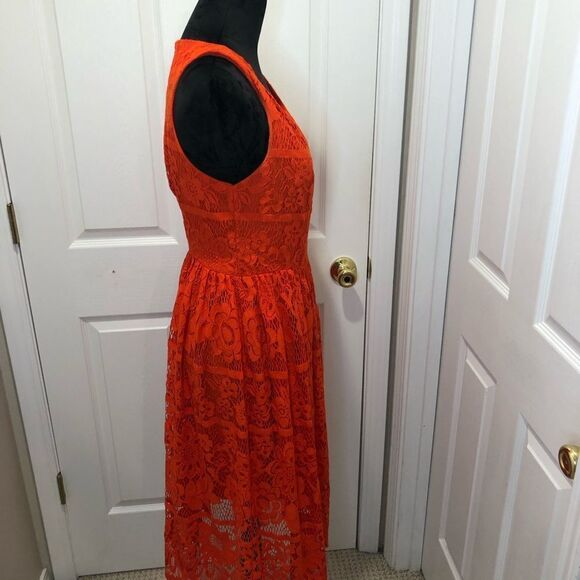 Mossimo sleeveless midi orange crocheted floral dress, size medium - Picture 5 of 12